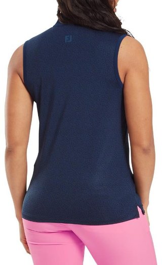 FootJoy Animal Print Sleeveless Lisle Damen Poloshirt, dunkelblau