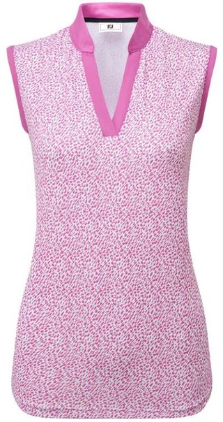FootJoy Animal Print Sleeveless Lisle Damen Poloshirt, rosa