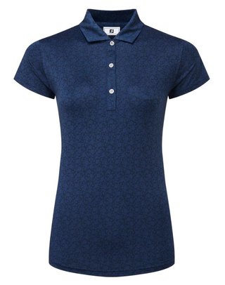 FootJoy Painted Floral Cap Sleeve Lisle Damen Poloshirt, dunkelblau