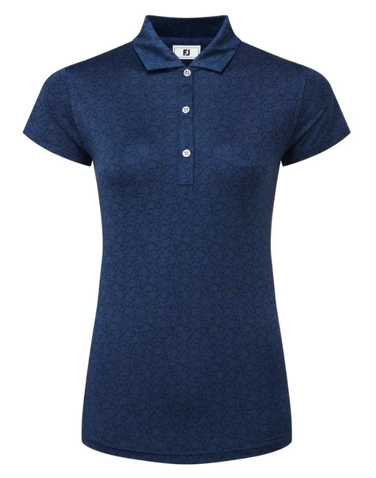FootJoy Painted Floral Cap Sleeve Lisle Damen Poloshirt, dunkelblau
