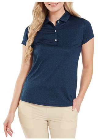 FootJoy Painted Floral Cap Sleeve Lisle Damen Poloshirt, dunkelblau