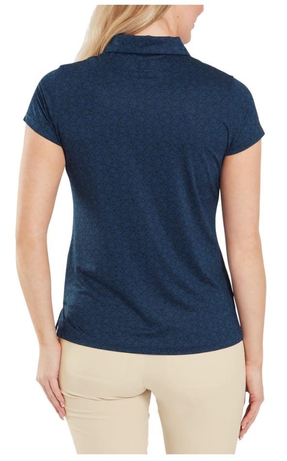 FootJoy Painted Floral Cap Sleeve Lisle Damen Poloshirt, dunkelblau