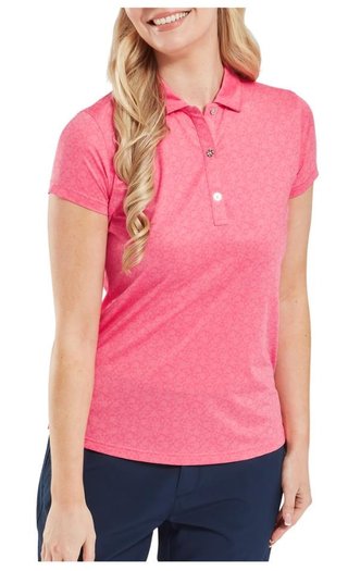 FootJoy Painted Floral Cap Sleeve Lisle Damen Poloshirt, rosa