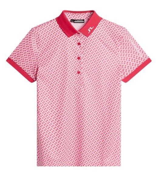 J.Lindeberg Tour Tech Print Damen Poloshirt, tour geo pink
