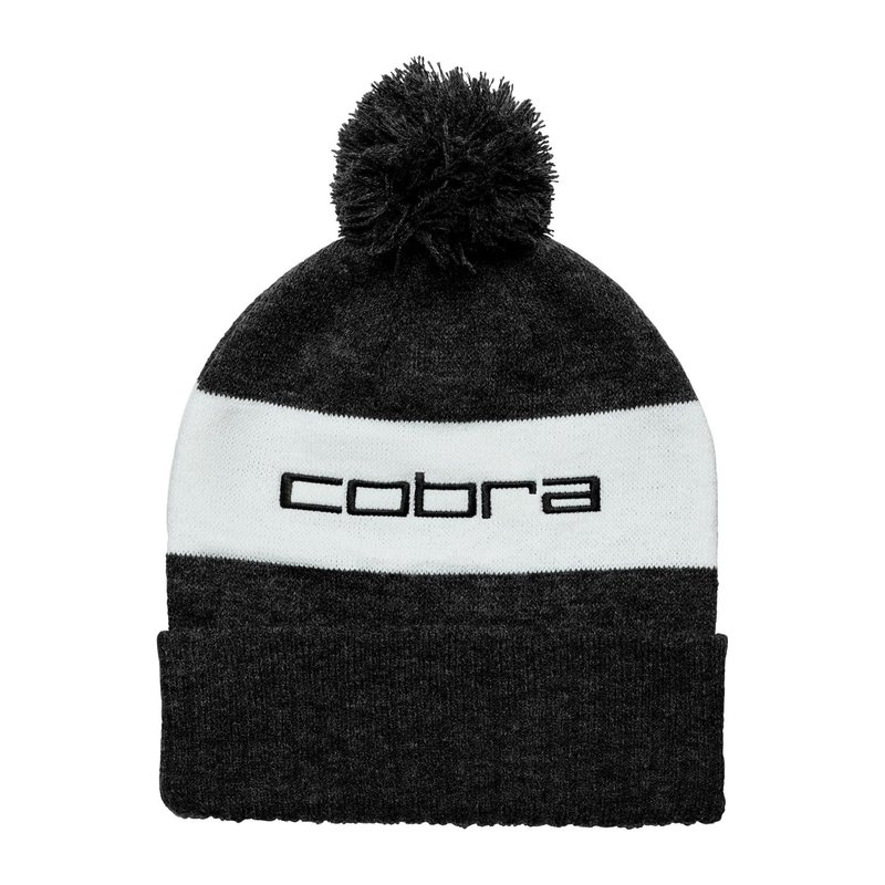 Cobra Pom Beanie Herren Wintermütze, schwarz