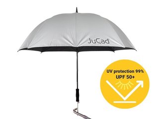 JuCad Teleskop-Golfschirm 68" mit Schirmstift, silber (UV-Schutz)
