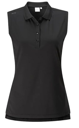 Ping Solene damenloses Poloshirt, schwarz