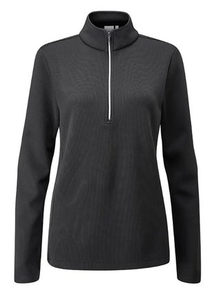 Ping Lyla half zip ribbed Damen Fleecejacke, schwarz