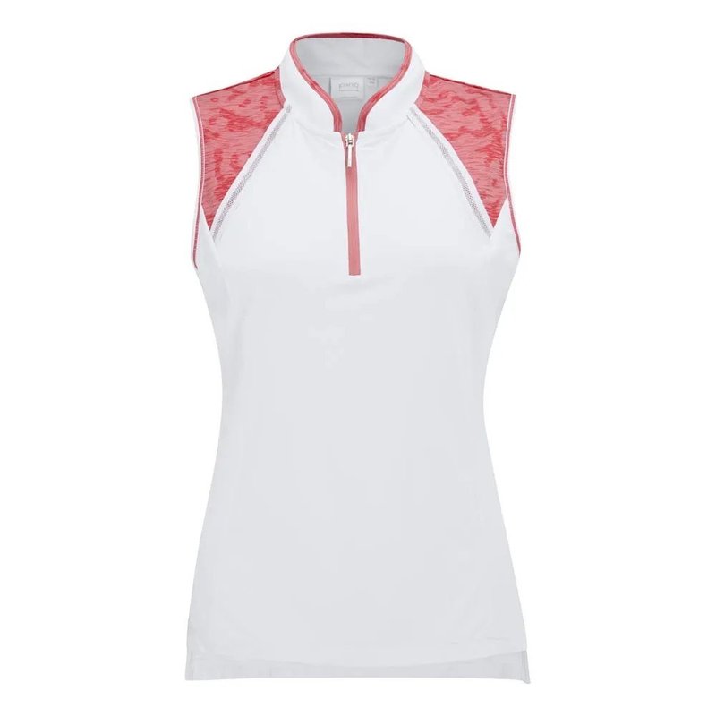 Ping Nala Colour Block Sleeveless ärmelloses Damen-Polo, weiss/Apricot