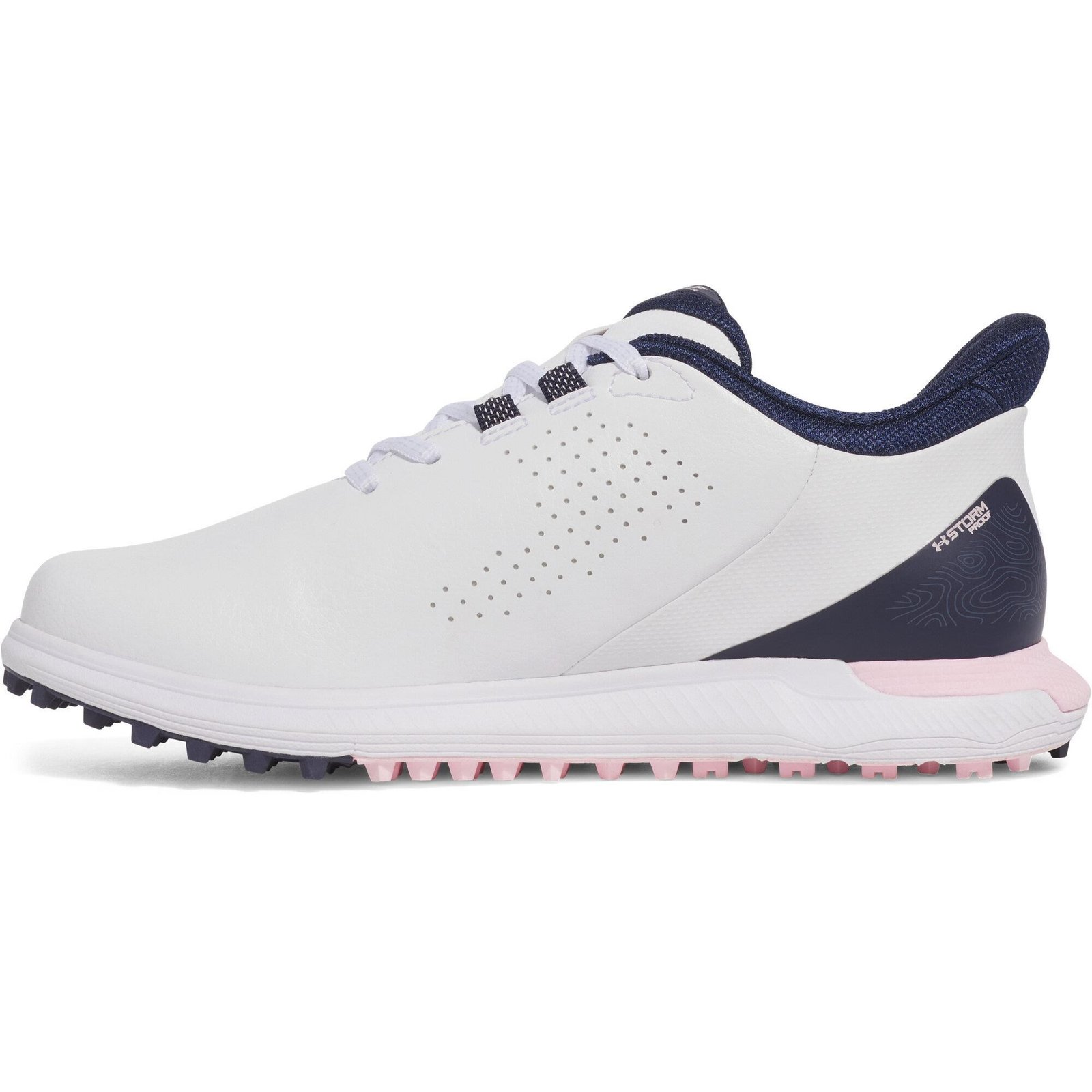 Under Armour Drive Fade SL Herren Golfschuhe, weiss/rosa/dunkelblau
