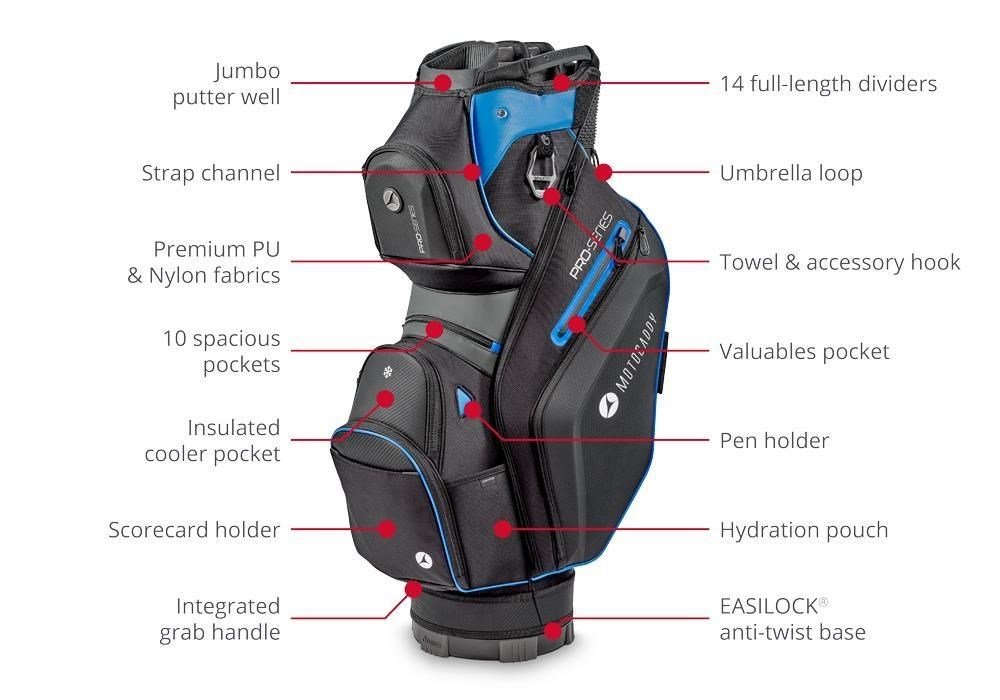 Motocaddy Pro-Series Cartbag, schwarz/rot
