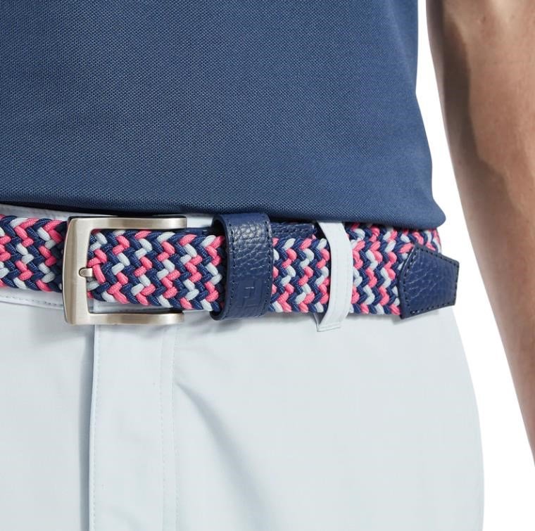 FootJoy Braided Gürtel, dark denim/pink lemonade/skyway