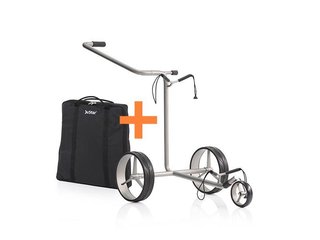 JuStar Silver 3-Wheeled Golf Trolley + inklusive Tragetasche
