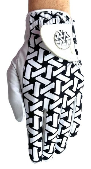 Best of Golf America Half Finger Damen Handschuh, schwarz/weiss