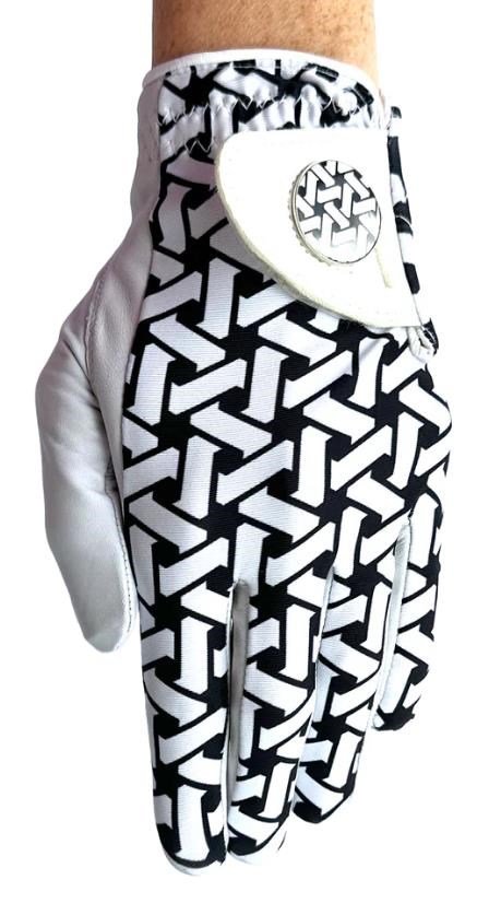 Best of Golf America Half Finger Damen Handschuh, schwarz/weiss