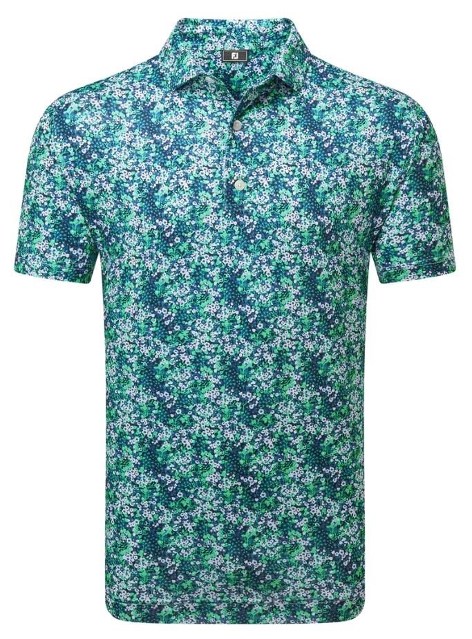 FootJoy Garden Print Lisle Herren Poloshirt, dunkelblau