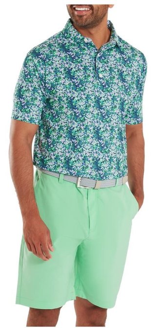 FootJoy Garden Print Lisle Herren Poloshirt, dunkelblau