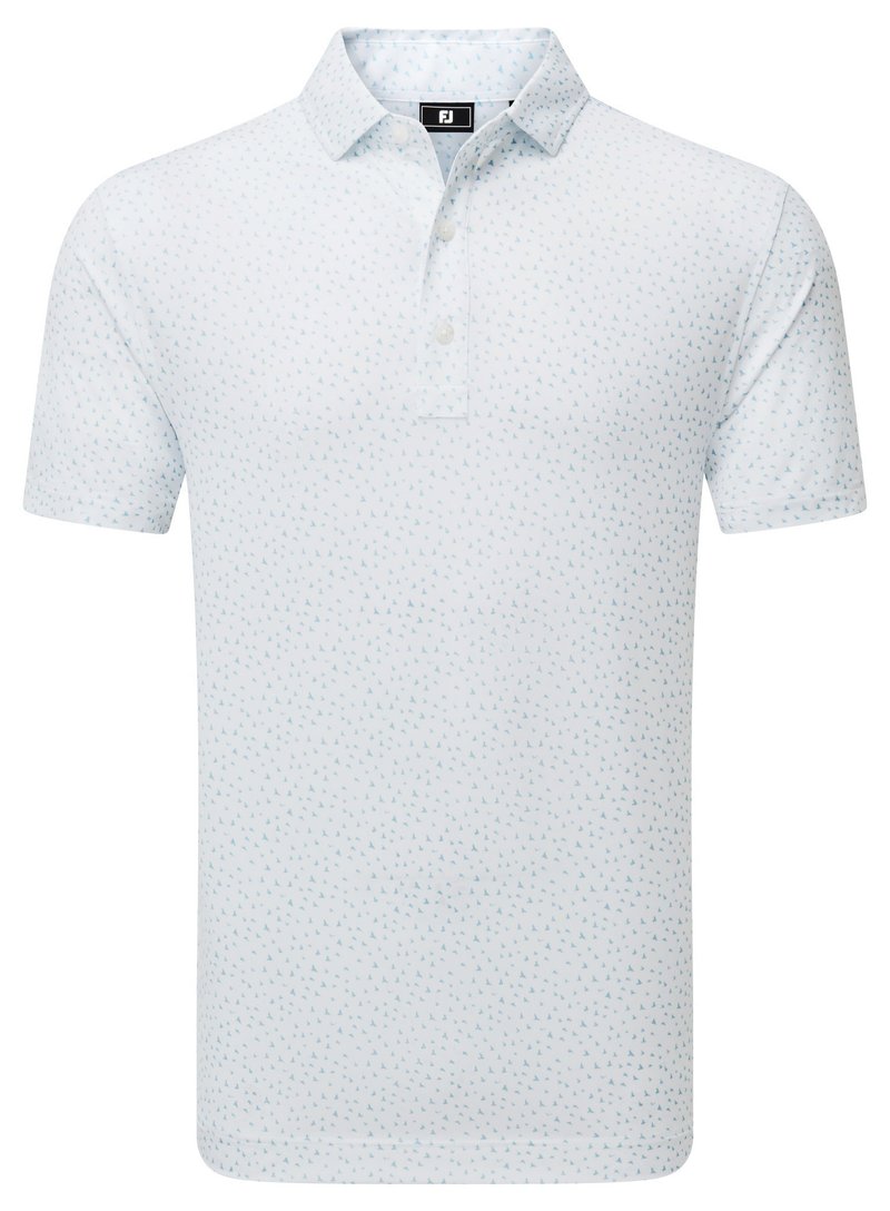 FootJoy BIRD PRINT Herren Poloshirt, weiss/blau