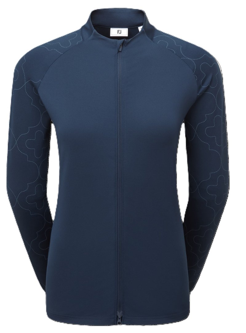 Midlayer Full Zip Printed Sleeve Damen Sweatshirt, dunkelblau