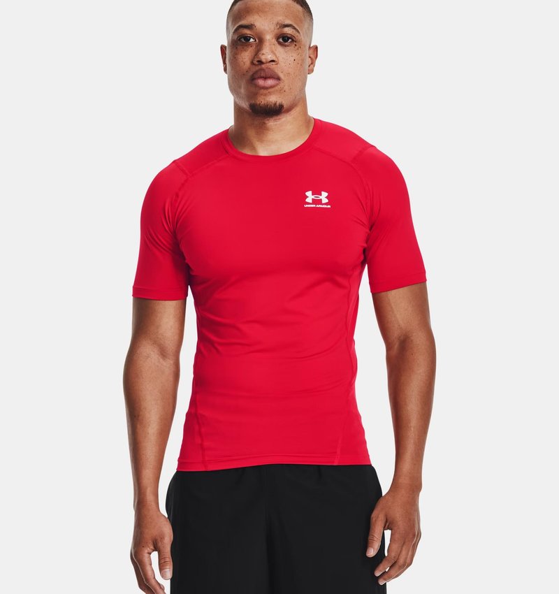 Under Armour HeatGear Herren Kompressions-Oberteil, Rot/Weiß