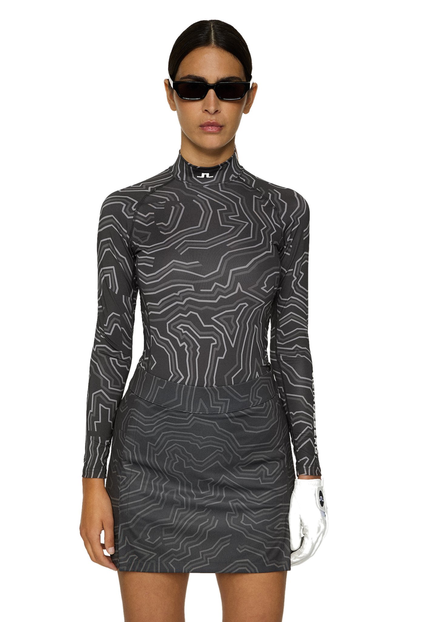 J.Lindeberg Ella Print Compression Damen T-Shirt, Asphalt