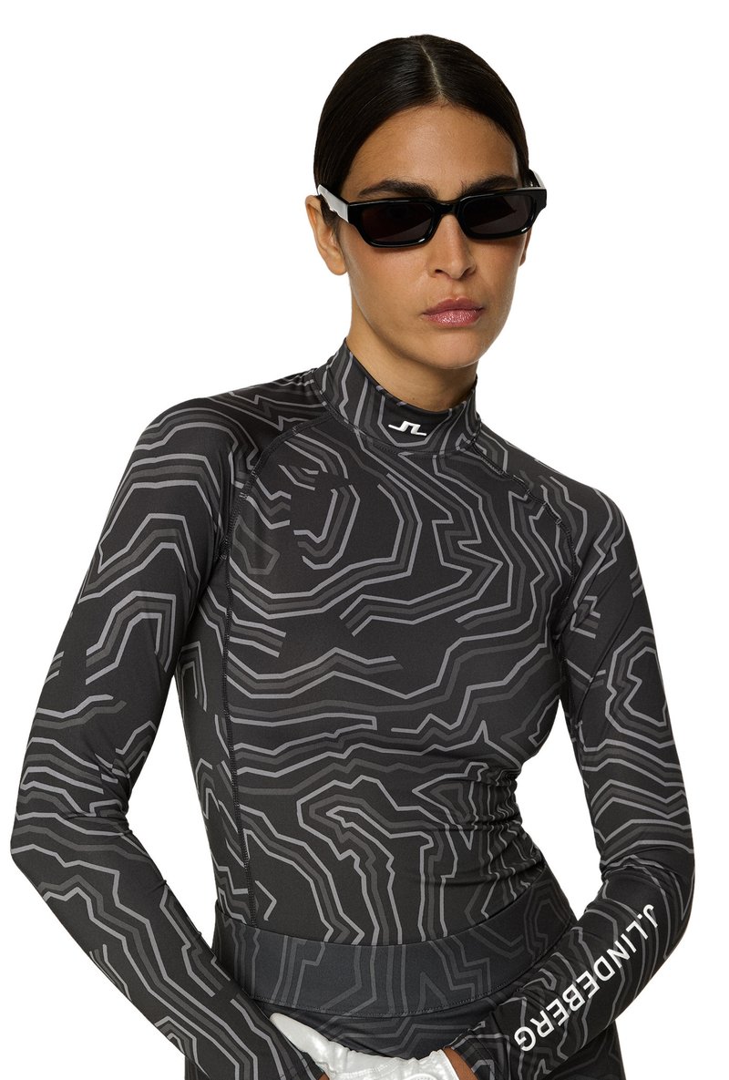 J.Lindeberg Ella Print Compression Damen T-Shirt, Asphalt