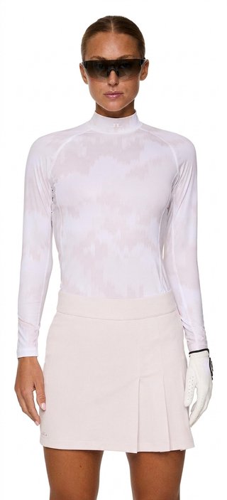 J.Lindeberg Ella Print Compression Damen T-Shirt, warp gray lilac