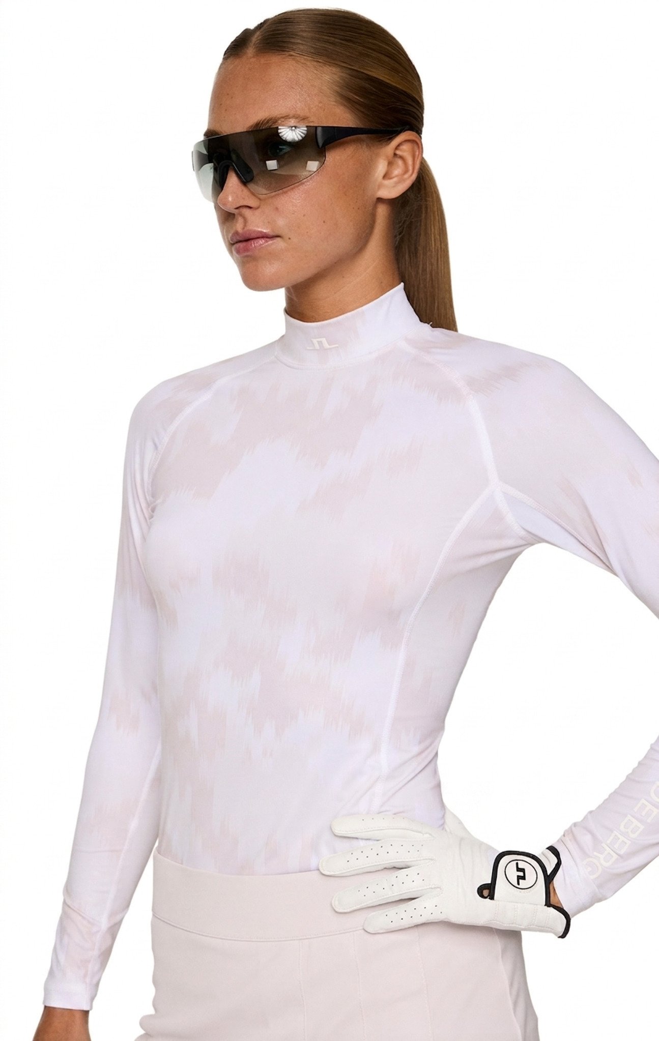 J.Lindeberg Ella Print Compression Damen T-Shirt, warp gray lilac