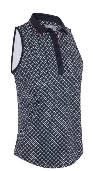 Callaway Mini Geo Floral Sleeveless Damen Poloshirt, dunkelblau
