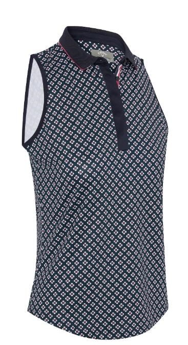 Callaway Mini Geo Floral Sleeveless Damen Poloshirt, dunkelblau