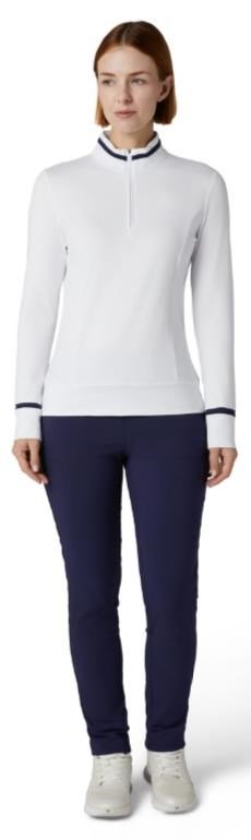 Callaway Thermal Long Sleeve Colourblock Damen Poloshirt, weiss