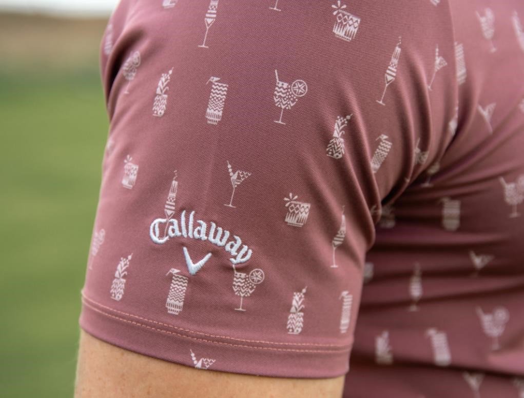Callaway Geo Cocktail Print Herren Poloshirt, mesa rose