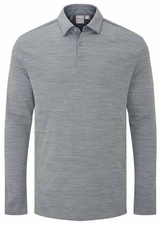 Ping Creek long sleeve Herren Poloshirt, rock melange
