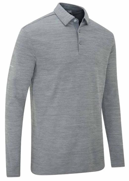 Ping Creek long sleeve Herren Poloshirt, rock melange
