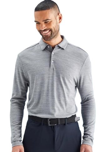 Ping Creek long sleeve Herren Poloshirt, rock melange