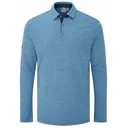 Ping Creek long sleeve Herren Poloshirt, tidal blue melange