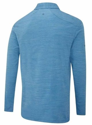 Ping Creek long sleeve Herren Poloshirt, tidal blue melange