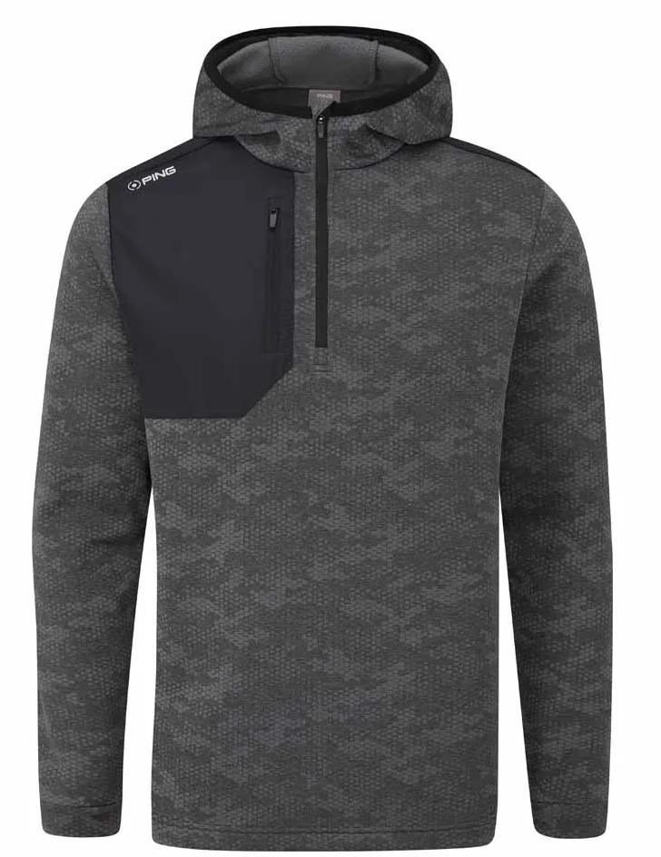 Ping Nexa Hooded half zip fleece Herren Sweatshirt, schwarz