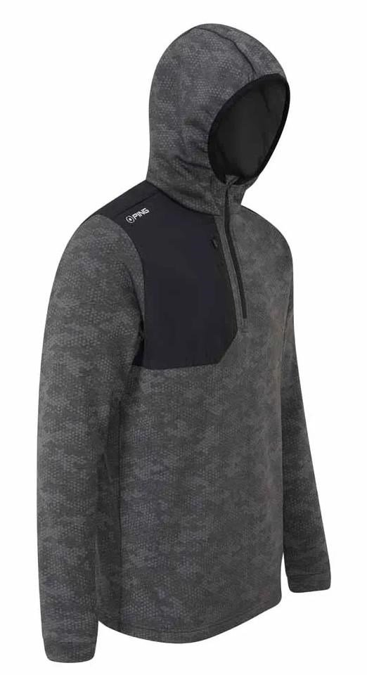 Ping Nexa Hooded half zip fleece Herren Sweatshirt, schwarz