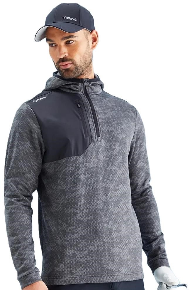 Ping Nexa Hooded half zip fleece Herren Sweatshirt, schwarz