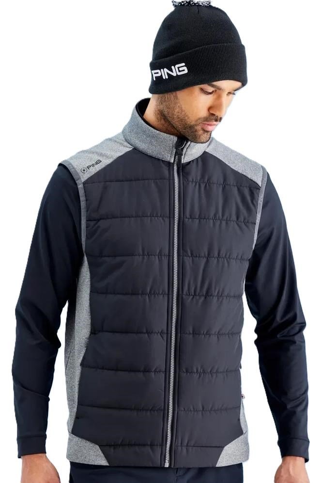 Ping Aiden Hybrid fleece Herren-Fleece-Weste, asphalt marl/black