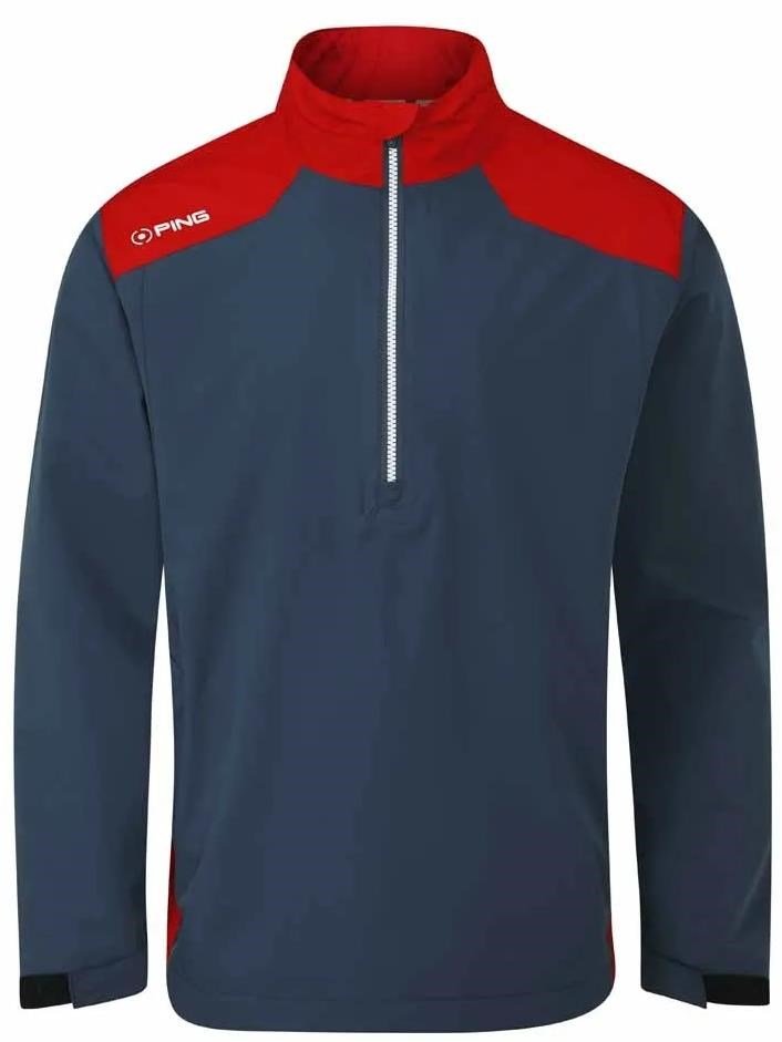 Ping AquaDrive Half-Zip Waterproof Wasserdichte Herrenjacke, oxford blue/classic red