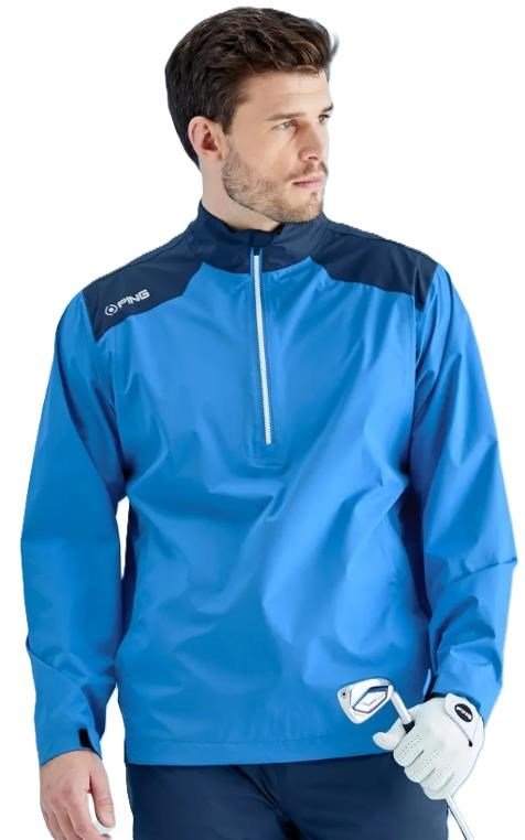 PING AquaDrive Half-Zip Herren Wasserdichte Jacke, brilliant blue/oxford blue