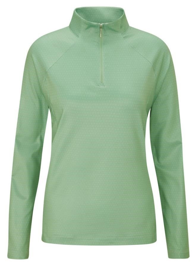 Ping Jasmine Printed long Sleeve Damen Poloshirt, eucalyptus multi