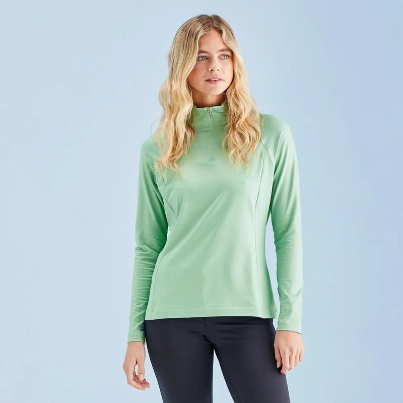 Ping Jasmine Printed long Sleeve Damen Poloshirt, eucalyptus multi