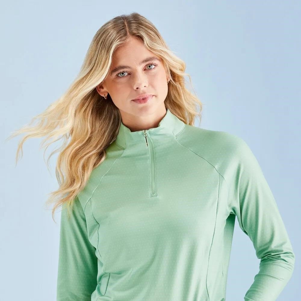 Ping Jasmine Printed long Sleeve Damen Poloshirt, eucalyptus multi