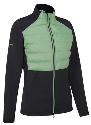 Ping Clare Zoned fleece Damenjacke, black/eucalyptus multi