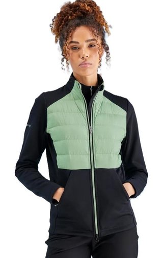 Ping Clare Zoned fleece Damenjacke, black/eucalyptus multi