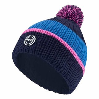 Ping Bassett Striped Knitted Herren Wintermütze, navy/tidal blue multi