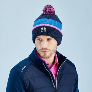Ping Bassett Striped Knitted Herren Wintermütze, navy/tidal blue multi